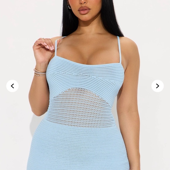 Fashion Nova Light Blue Crochet Midi Dress - Picture 5 of 5